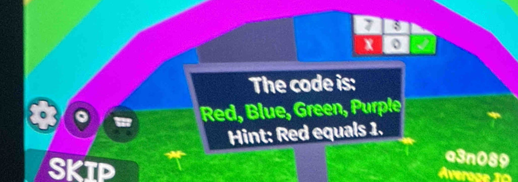 Solved: 7 x o The code is: Red, Blue, Green, Purple Hint: Red equals 1 ...