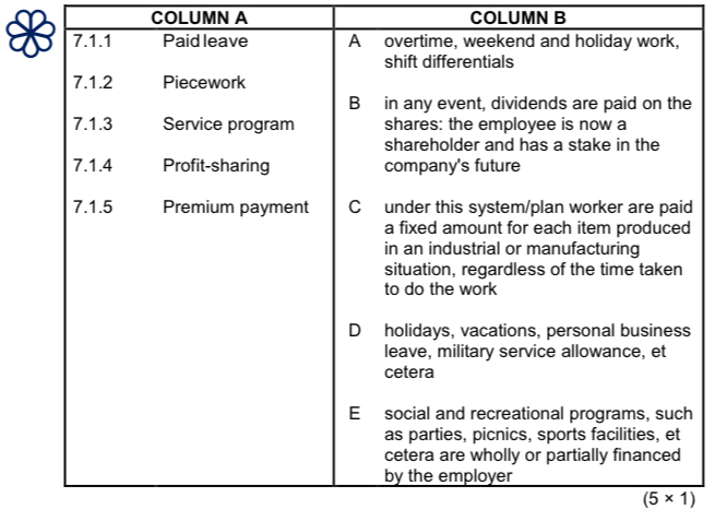 COLUMN A COLUMN B 
d 
h
(5* 1)