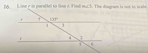 m∠ 5. The diagram is not to scale.