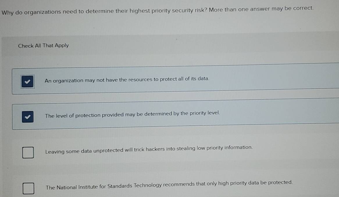Solved: Why do organizations need to determine their highest priority ...