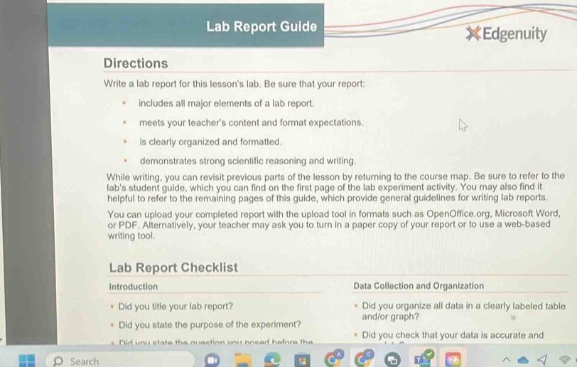 Lab Report Guide XEdgenuity Directions Write a lab report for this ...