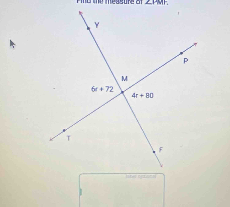 Pind the measure of ∠ PMF.