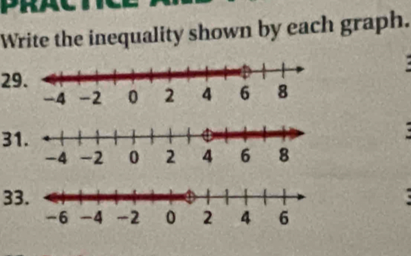 Write the inequality shown by each graph.
29
3
3