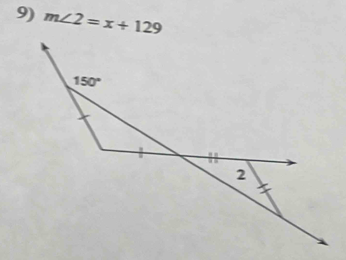 m∠ 2=x+129