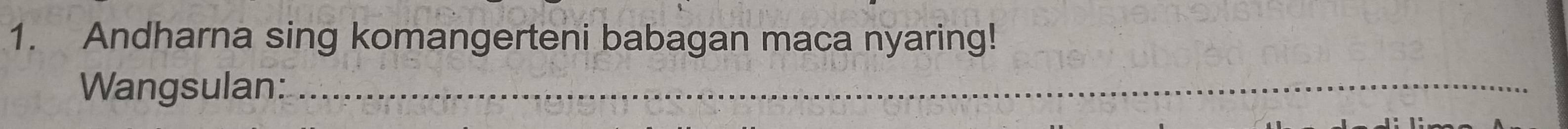 Andharna sing komangerteni babagan maca nyaring! 
Wangsulan:_