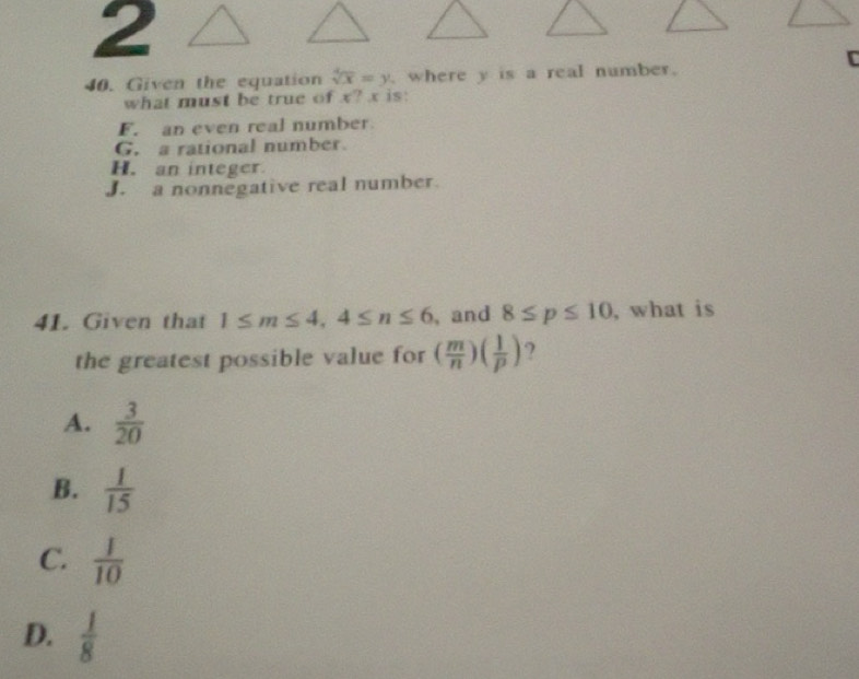 Solved: Given the equation sqrt[4](x)=y where y is a real number. what must be true of x? x is ...