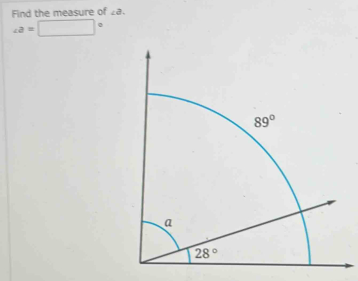 Find the measure of ∠ a.
∠ a=□°