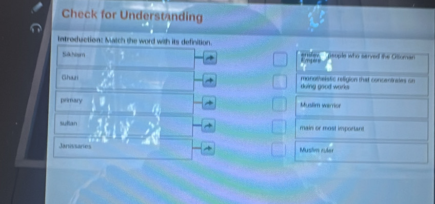 Solved: Check for Understanding Introduction: Match the word with its ...