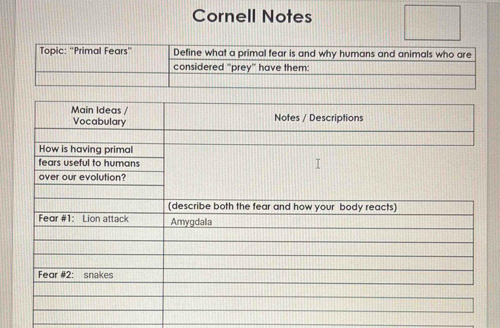 Cornell Notes