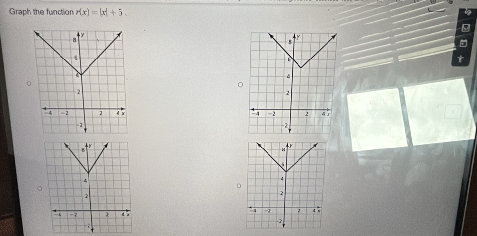 Graph the function r(x)=|x|+5.