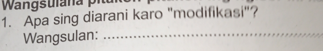 Wangsul a n a r 
1. Apa sing diarani karo "modifikasi"? 
Wangsulan:_