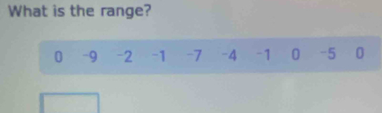 What is the range?
0 -9 -2 -1 -7 -4 -1 0 -5 0