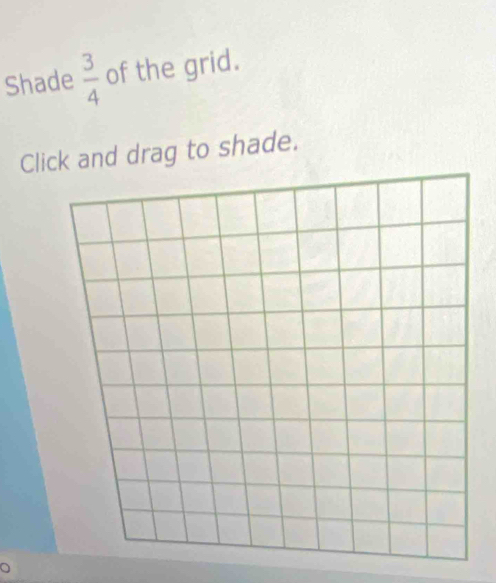 Shade  3/4  of the grid. 
Click and drag to shade.