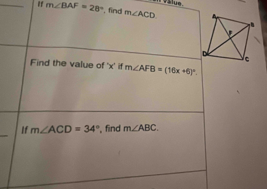 value.
If m∠ BAF=28°
_