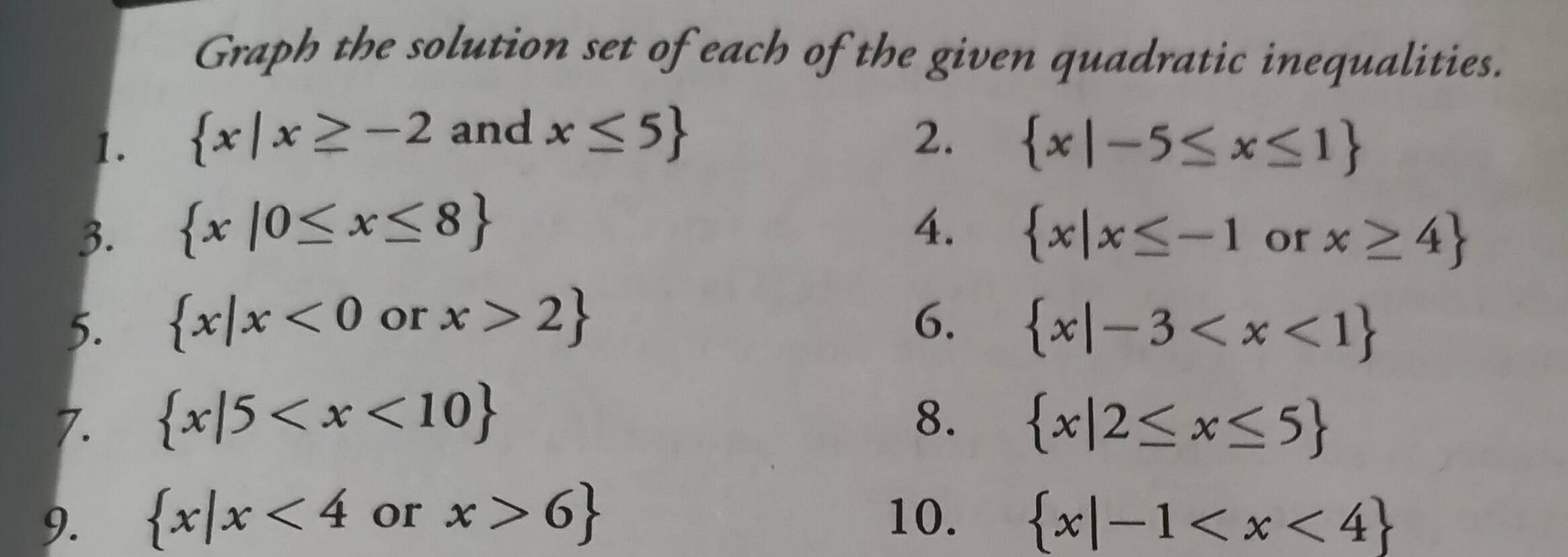 Solved: Graph the solution set of each of the given quadratic ...
