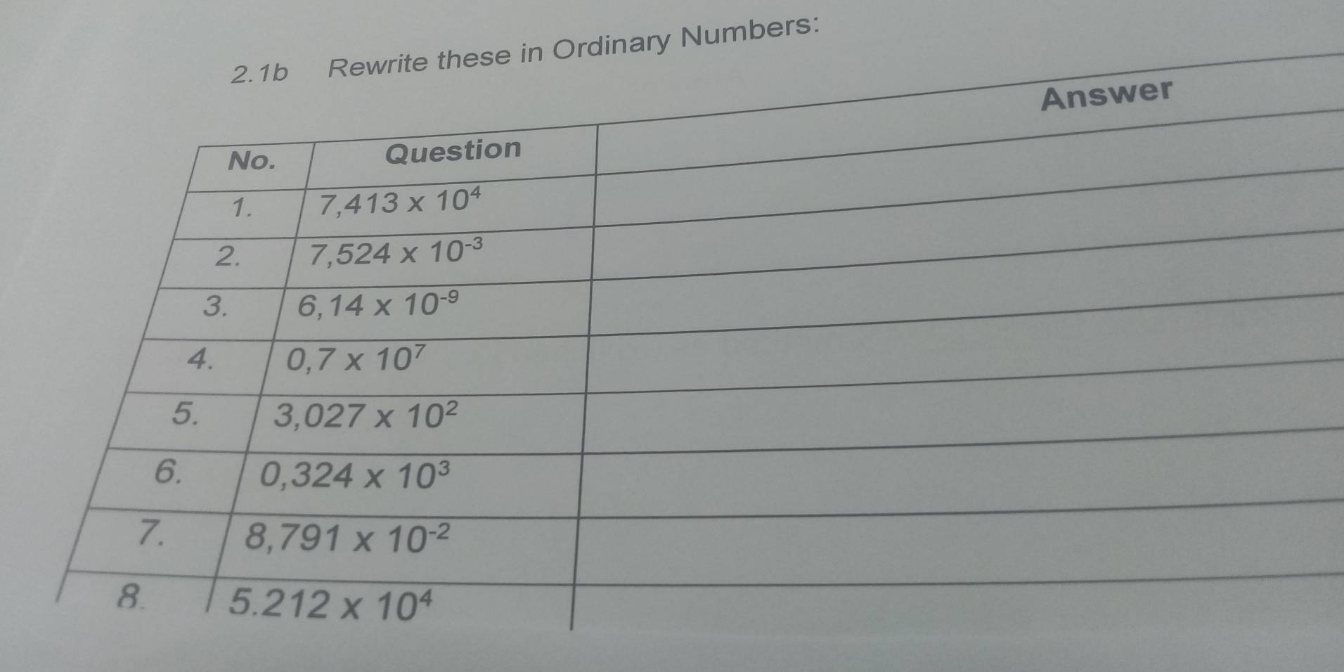 in Ordinary Numbers: