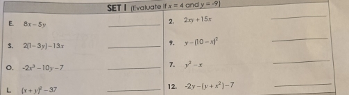 x=4 and y=-9)
L