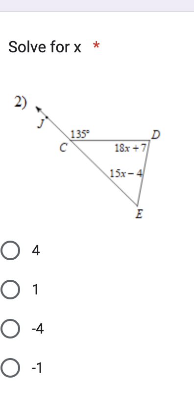 Solve for x *
2)
4
1
-4
-1