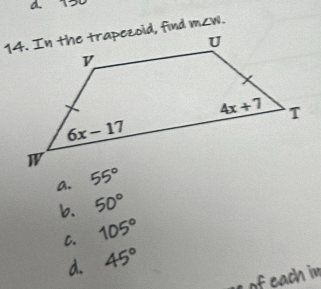 m∠ W.
feach i