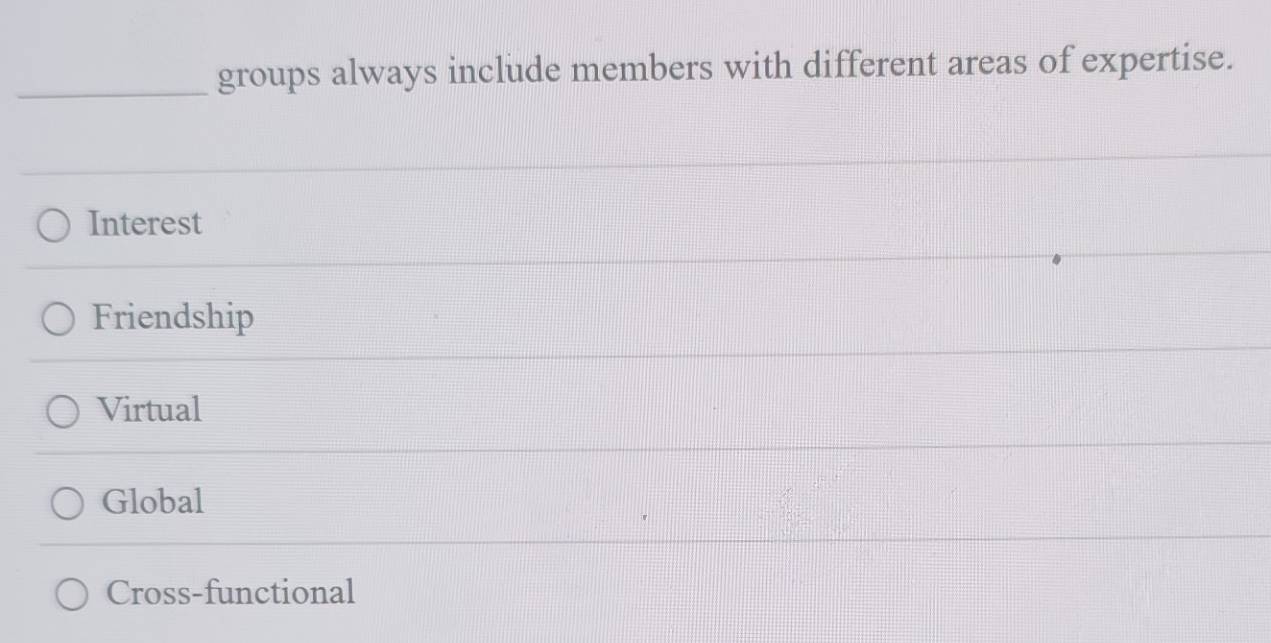 Solved: groups always include members with different areas of expertise ...
