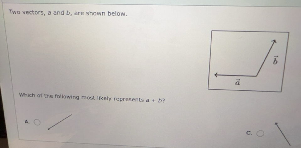 Solved: Two vectors, a and b, are shown below. vector b vector a Which ...