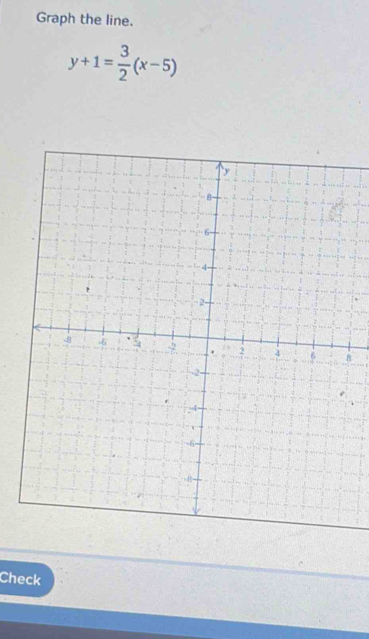 Graph the line.
y+1= 3/2 (x-5)
B 
Check