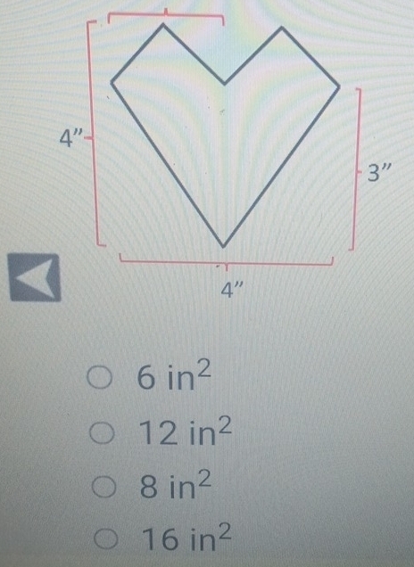 6in^2
12in^2
8in^2
16in^2