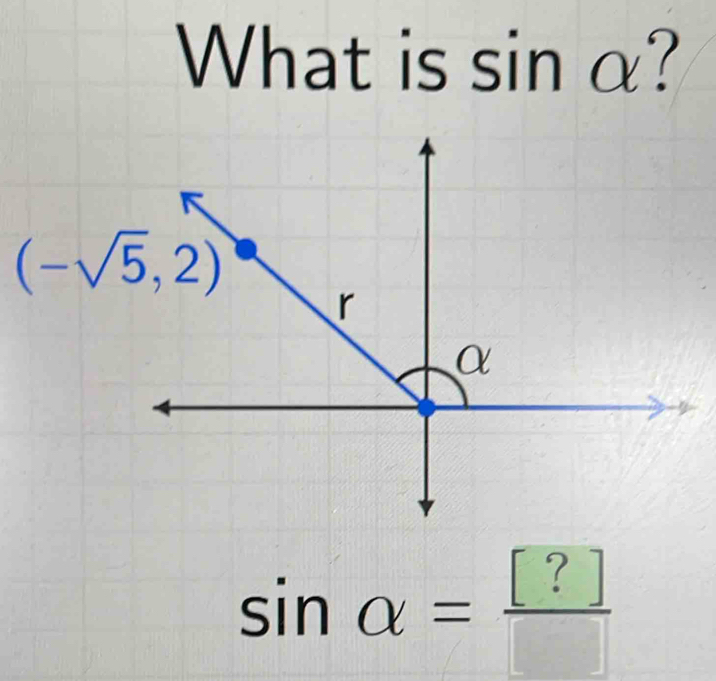 What is sin α?
sin alpha = [?]/[] 