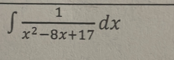 ∈t  1/x^2-8x+17 dx