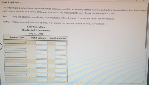 Solved: and Part 3: The following is a comprehensive problem which ...