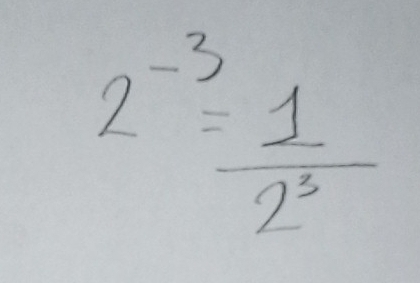 2^(-3)= 1/2^3 