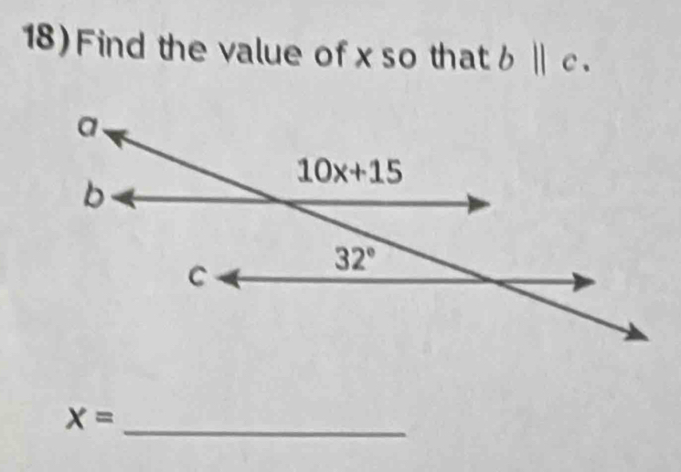 Find the value of x so that b||c.
_
x=