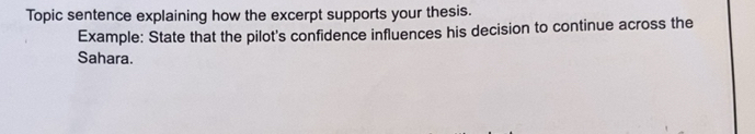 Solved: Topic sentence explaining how the excerpt supports your thesis ...