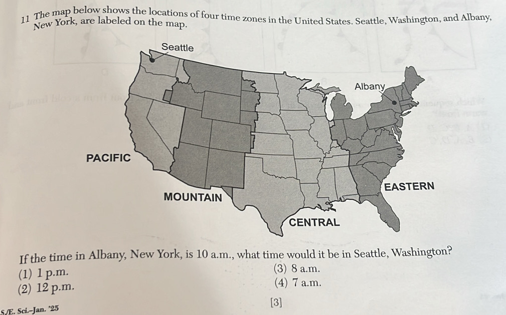 Solved: The map below shows the locations of four time zones in the ...