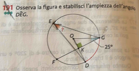 191 Osserva la figura e stabilisci l’ampiezza dell’angol
Dwidehat EG a