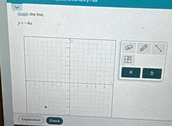 y≥slant n
Graph the line.
y=-4x
× 
Check