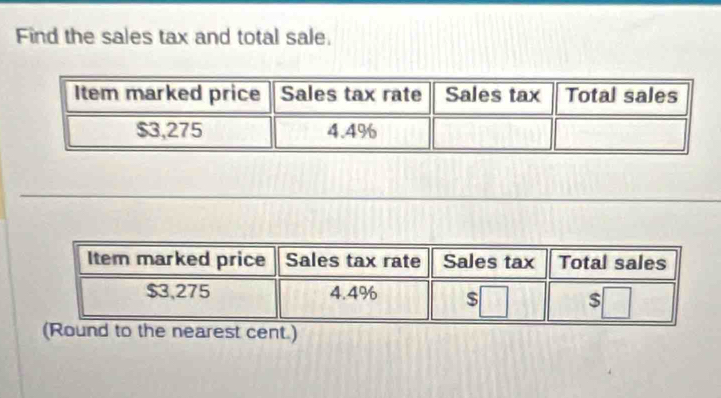 Find the sales tax and total sale. 
.)