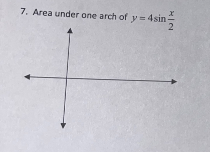 Area under one arch of y=4sin  x/2 