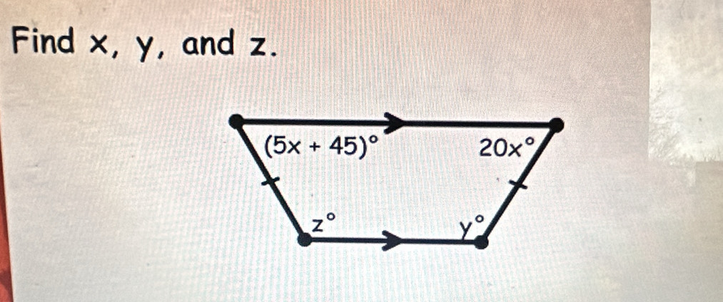 Find x, y, and z.