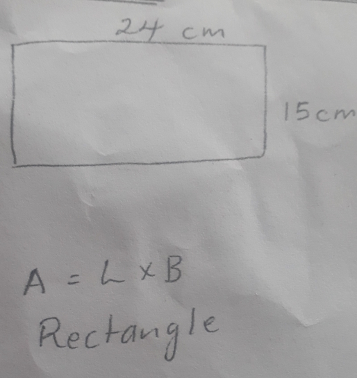 24 cm
15 cm
A=L* B
Rectangle