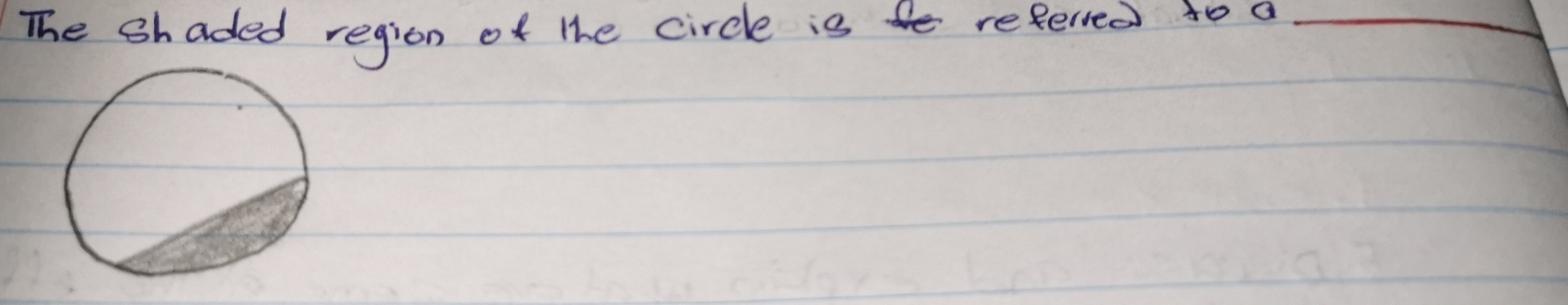 The shaded region of the circle is referved to a_