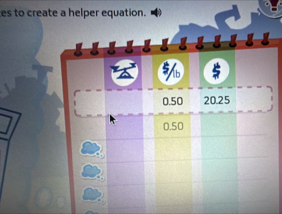 es to create a helper equation.