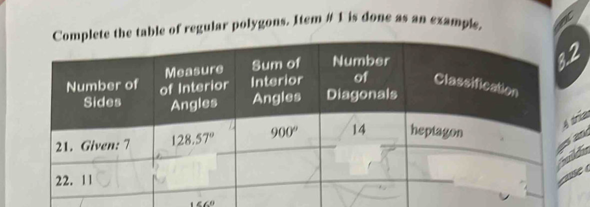 le of regular polygons. Item # 1 is done as an ezample.
ía
nd

∠ 6°