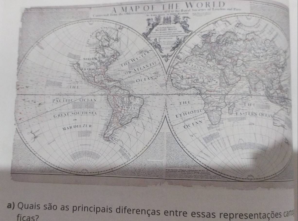 A map OF tHE Wor Ed 
r of Losdon a t Po 
a) Quais são as principais diferenças entre essas representações car 
ficas?