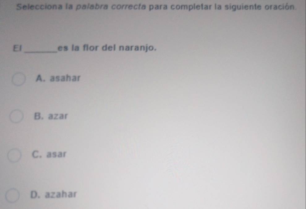 Resuelto:Selecciona la palabra correcta para completar la siguiente ...