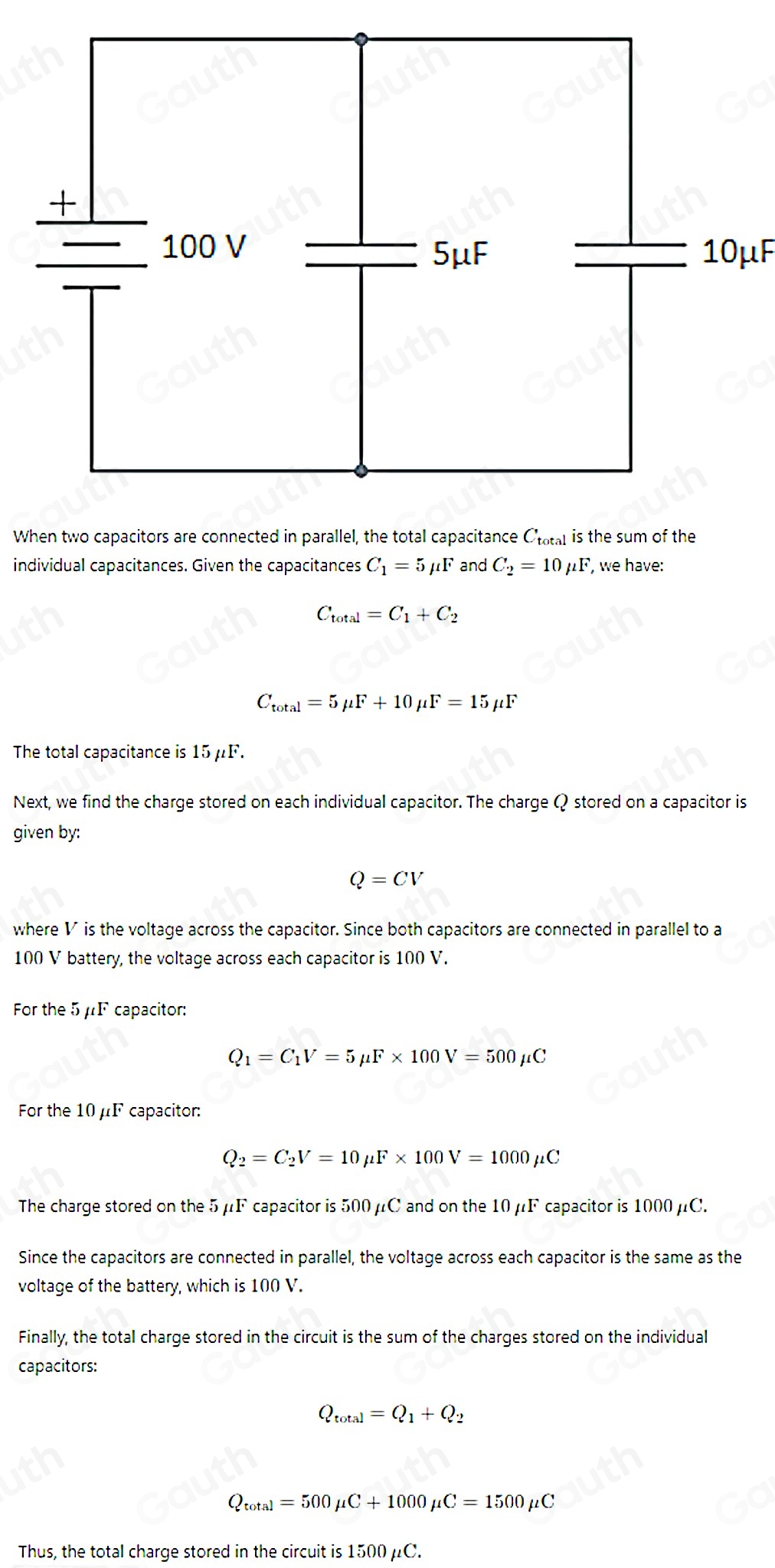 Solved: Two capacitors, one with a capacitance of 5μF and the other ...