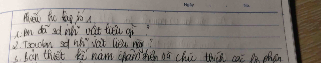 Mei he jon 
1: Bn da sd wh vat tiéi qì? 
2 Tsaolon sa hh vat liew nay? 
s. Ban thiet ke ham cham fién oà chú thich cac Dx chán