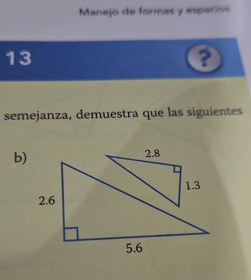 Manejo de formas y espacios 
13 
? 
semejanza, demuestra que las siguientes 
b)