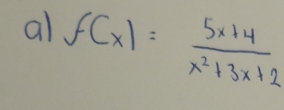 al f(x)= (5x+4)/x^2+3x+2 