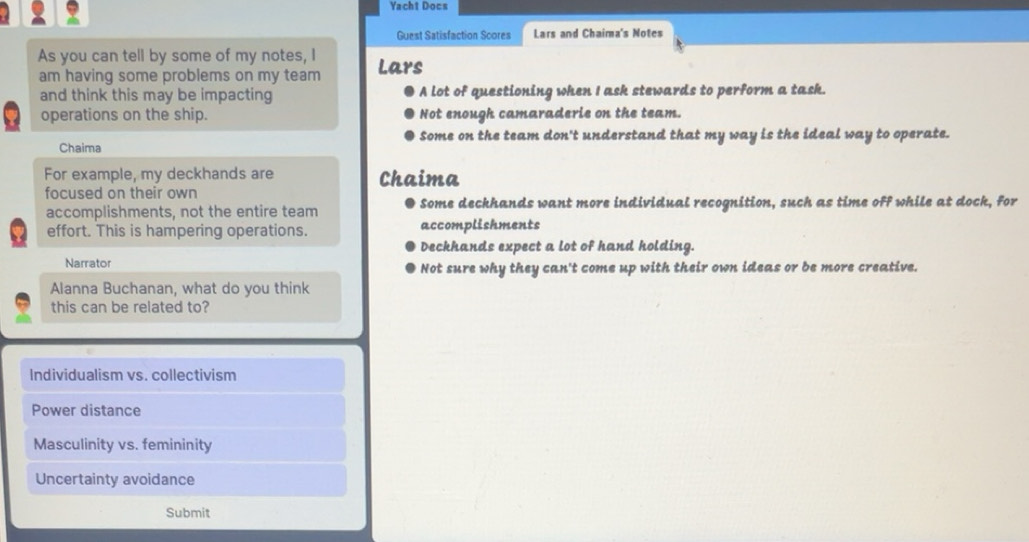 Solved: Yacht Docs Guest Satisfaction Scores Lars and Chaima's Notes As ...